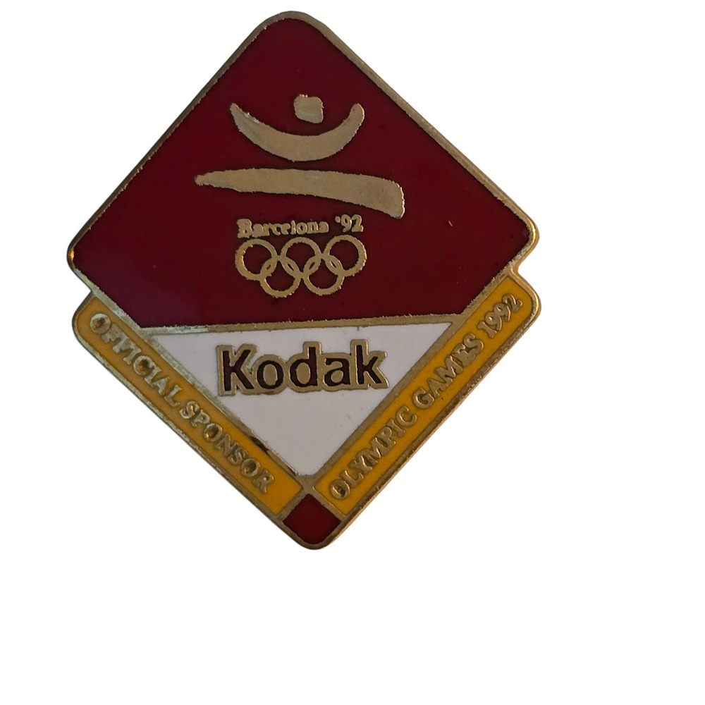 Kodak 1992 Barcelona‎ Olympics Official Sponsor Lapel Pin Vintage Gold Tone Red
